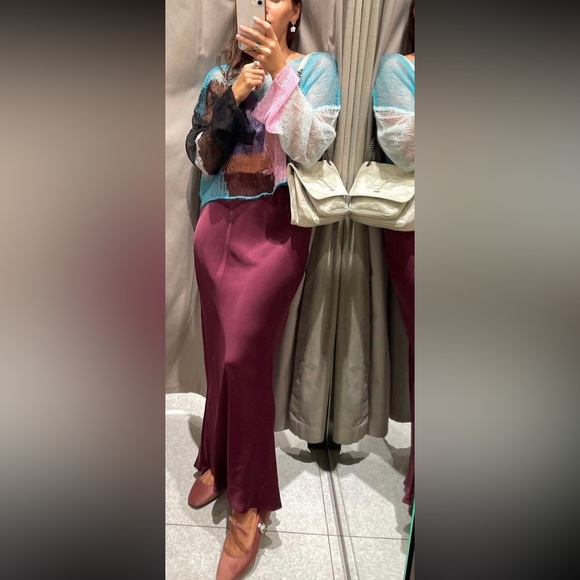 ZARA SATIN EFFECT LONG/ MAXI SKIRT - Picture 12 of 15